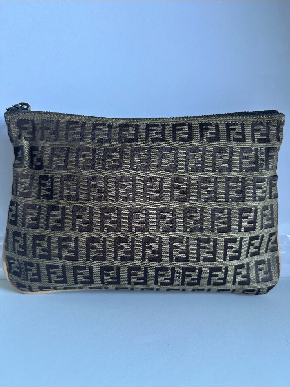 Fendi Vintage Zucca FF Monogram Canvas Flat Pouch Clutch Bag